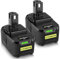 2pcs Remplacement pour Ryobi Batterie 18V 5,5Ah RB18L50 RB18L40 RB18L25 RB18L15 RB18L13 pour Ryobi P108 P107 P122 P104 P105 P102 P103 avec Indicateur LED (Noir Vert)