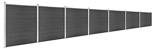 Emmtore Zaunelement Set WPC Sichtschutzzaun Windschutzzaun Lamellenzaun Windschutz Sichtschutz Zaun Element Terrasse Garten 1218x186 cm Schwarz
