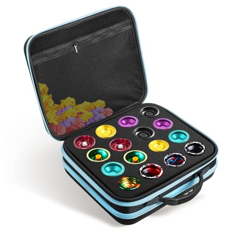 BOBASH Yoyo Tasche Aufbewahrungstasche Yoyo Ball Etui Mit Tragegriff für Zubehör Und Spielzeuge Robuste Und Leichte Tasche für Unterwegs Und Zuhause(Blau Schwarz-1-32 Löcher)