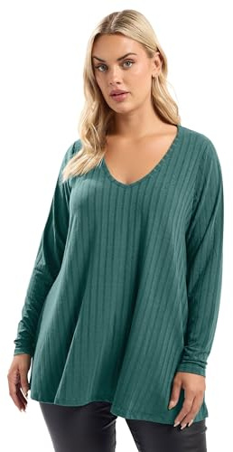 Yours Curve Blue Ribbed Swing T-Shirt - Women's - Plus Size Curve
