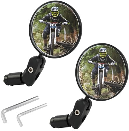 Fahrradspiegel 360-Grad drehbar, Umweltfreundliches ABS-Material, Universeller Lenkerhalter (17,4-22 mm) für City-Bikes, Mountainbikes, E-Bikes (2 Stück), Fahrrad Rückspiegel mit verstellbarem Winkel