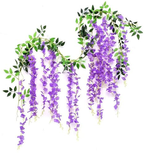 KASESSS 2 Stück Wisteria Girlande, 180cm Blumengirlande, Fake Blumen, Blumengirlande Künstlich wie Echt, Wisteria Kunstblumen, Girlande Blumenwand für Hochzeit Partei Tischaufsätze Heim Küche Dekor