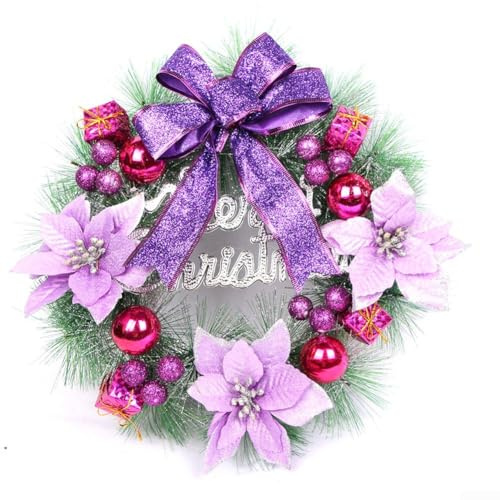 Schicker 30 cm Weihnachtskranz mit Tannenzapfen und glänzenden Akzenten für festliche Anlässe (lila)