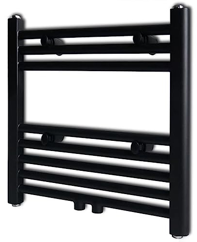 Nqyjm Radiateur porte-serviettes eau chaude droite noir 480 x 480 mm pour salle de bain