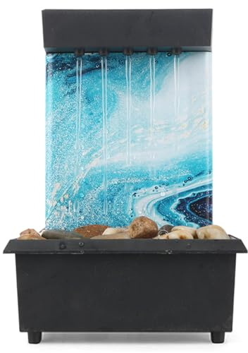 Xoeryoy Tabletop Fountain, Desk Waterfall with LED Light and Pebbles USB & Battery Operated Indoor Zen Waterfall Decor for Home & Office