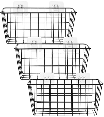3 Pack Bathroom Cabinet Door Organizer, Kitchen Cabinet Door Storage Box, Self Adhesive Storage Basket for Kitchen, Bathroom, Bedroom, Storage and