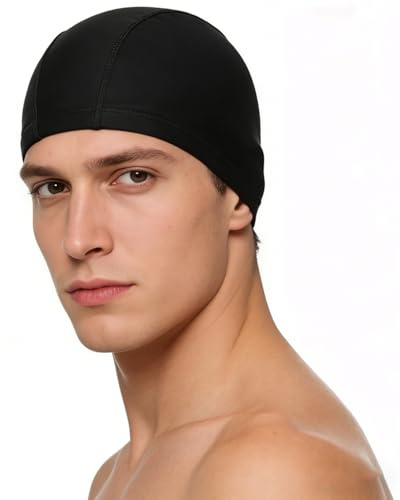 CATZUM Cuffia Piscina per Neonati e Bambini 4-10 Mesi, 1 Pezzo, Nera – Elastica, Ipoallergenica. Ideale per Primi Bagnetti, protegge i capelli dal cloro.