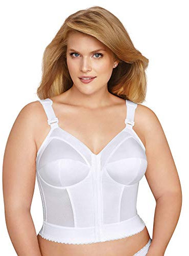 Exquisite Form FULLY #5107530 Classic Support Slimming Full-Coverage Longline Posture Bra, Front Closure, Wire-Free, White, 40C