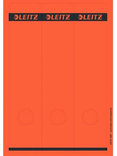 Leitz PC-beschriftbare Rückenschilder selbstklebend für Standard- und Hartpappe-Ordner, 75 Stück, Langes und breites Format, 62 x 285 mm, Papier, rot, 16870025