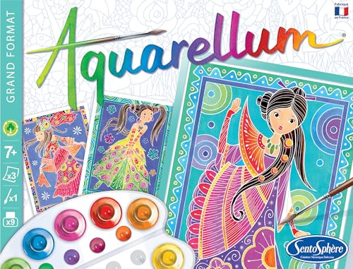 Sentosphere Aquarellum Malset für Kinder, Motiv Glamour Girls, große Malvorlagen, Bastelset, Kreativ-Set, DIY