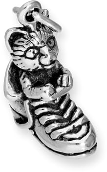 TheCharmWorks Ciondolo con Micio dentro Stivali in Argento 925
