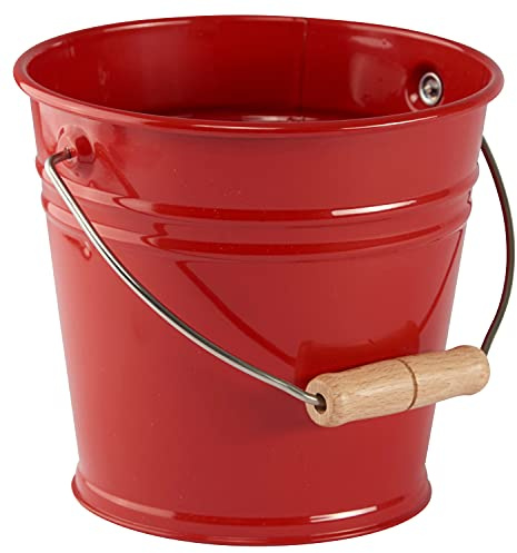 Glückskäfer 535054 Metalleimer mit Holzgriff, rot