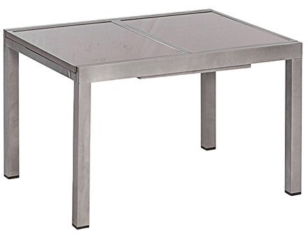 MERXX Garten Ausziehtisch Bergamo mit Glasplatte 140(200) x90 cm