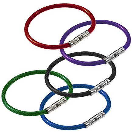 Lucky Line 5” Twisty Lock Key Ring, Flexible Nylon Coated Steel Wire Loop, Corrosion-Resistant and Durable, 5 Pack, Assorted Colors (8110005)