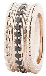 Rebeligion Rocks Bead Medium, Charm, Addon, Anhänger aus Silber rosé beschichtet mit schwarzen Zirkonia, fürs Lederarmband Medium/Women 15 01146 81 002