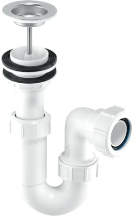 Mcalpine Asa10W Adjustable Inlet Basin Trap with Centre Pin Waste, White and Chrome