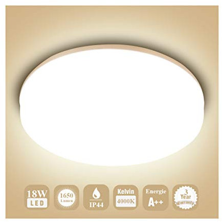 öuesen 18W moderno impermeabile LED Lampada a soffitto tondo sottile plafoniera 1650lm Bianco naturale 4000K plafoniere led per Soggiorno Sala da pranzo Camera da letto Bagno Cucina Balcone Corridoio