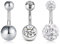 VFUN 3 Stück 14G 8mm klar Kristal CZ Chirurgenstahl Kurz Bauchnabelpiercing Bananabell Piercing Bauchnabel Ringe Piercing Damen Herren - Silber
