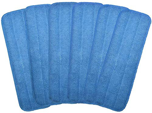 6pcs Tête de balais Serpillère Recharges, 46 cm Plat Tampons de Vadrouille de Rechange de Microfibre Mop, Tampons de vadrouille de Nettoyage de Sol en Lavable, pour Le Balai autonettoyant, Bleu