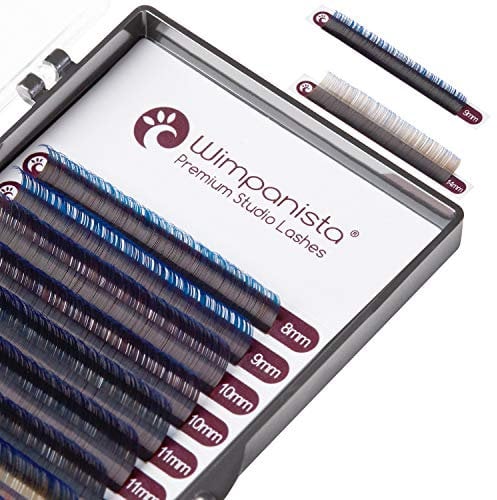 Wimpanista Ombré Lashes Blau - Seidenwimpern D Curl, Stärke 0.07mm, Längenmix 8-15mm, 16 Streifen, Hypoallergen, Wimpernverlängerung