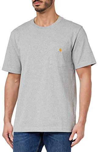 Carhartt Relaxed Fit Heavyweight Short-sleeve K87 Pocket T-shirt, Camiseta Work Utility, Hombre, Jaspeado Gris, XS