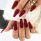 Brishow Cercueil faux ongles, mat ballerine faux ongles, couleur pure acrylique presse sur ongles 24 pièces pour femmes et filles (Rouge)