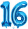 SNOWZAN Luftballon 16. Geburtstag Deko Blau Junge Zahl 16 Riesen Folienballon Helium Nummer 16 Luftballon Große Zahlen 16 Jahre XXL 16. Happy Birthday 32 Zoll Riese Zahl 16Geburtstag für Party