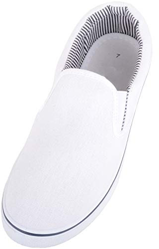 ABSOLUTE FOOTWEAR Zapatos de lona ligeros de verano para hombre con doble refuerzo, White, 42 2/3 EU