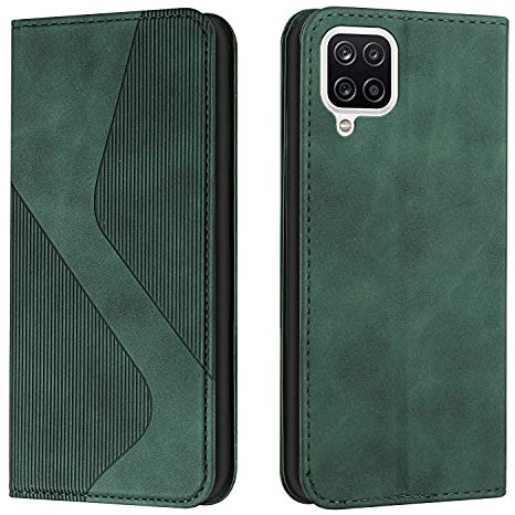 NEXCURIO Handy Hülle für Samsung Galaxy A12 / M12 Handyhülle mit Kartenfäch Klapphülle Klappbar Schutzhülle Leder Flip Wallet Case Cover Tasche Handytasche Stoßfeste - Grün