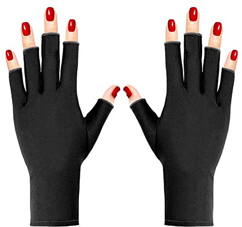 Pimoys UV Gloves for Gel Manicures UPF50+ Fingerless UV Light Protection Gloves for Gel Nails Manicure