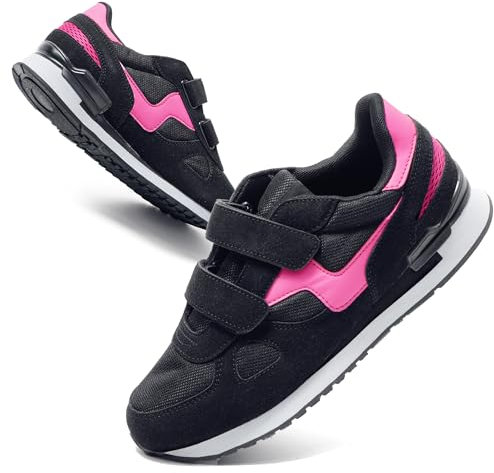 JOMIX Scarpe Donna a Strappo Sneakers Casual Sportive per Ginnastica Tennis Fitness Camminata Passeggio SD8138 (Nero Fuxia, 39)