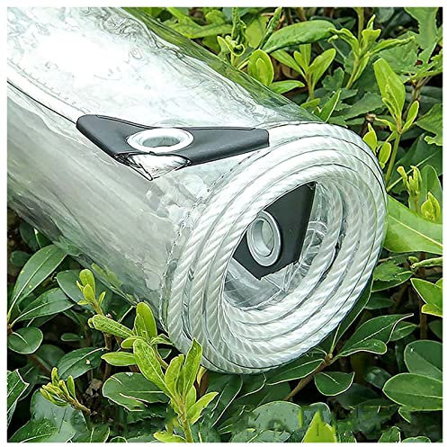 Sonakia 2x4m Protective Tarp Transparent, With Eyelets Weatherproof Tarpaulin, 0.35mm Thick Pvc Waterproof Tarp Film, Anti-aging Tarpaulin Cover for Balcony, Pergola and Garden,1.5x2.5m/4.9 * 8.2ft