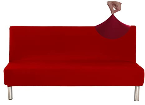Jaotto Sofabezug Ohne Armlehne 2/3 Sitzer, Sofa Überwürfe Armlose Sofabettüberzug Elastische Stretch Spandex Waschbar, Sofaüberwurf Sofahusse für Clic Clac Klappcouch ohne Armlehnen,Rot