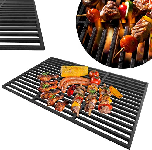 UISEBRT Grill Parrilla Hierro Fundido 60 x 40 cm Esmaltada Cuadrada Rectangular Barbacoa BBQ asado Gas leña carbón para Picnic, viajes, patio o camping en el jardín