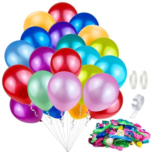 ovtai 200 Stück Luftballon, 25-28cm Bunte Ballons, Naturlatex Bunte Luftballons, Luftballons Bunt Geeignet für Geburtstage Hochzeiten Partys Feiertagsfeiern Babypartys