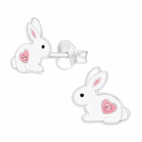 Monkimau Süße Hasen Ohrstecker Ohrringe aus 925 Silber Schmuck Silberohrringe Medizinisch für Kinder Mädchen Damen Frauen