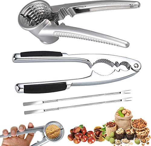 Nutcracker, 4 Pcs Nutcracker Kitchen Tool, Nut Crackers Tool, Funnel Walnut Pliers, Metal Nutcracker Multifunction, Walnut Plier Opener, Metal Nut Cracker Tool for All Sorts of Nuts (A)