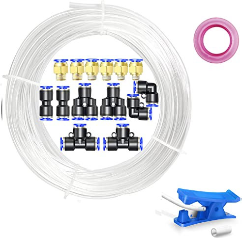 Stubotar transparent 10M Tuyau d'arrosage en Polyuréthane 8mm OD X 5MM ID PU Air Tubing avec 14 Kits de Connecteurs et Cutter Flexible et Résistant aux Intempéries