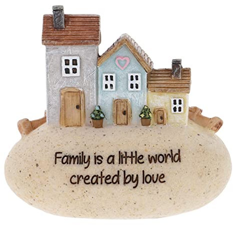 Shudehill Giftware Pebble Lane Cottage Collection, Sentiment Message, Perfect House warming gift or Present (Family is a little world created by love)