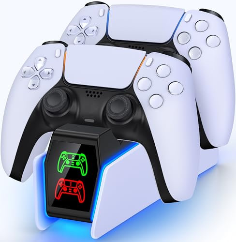 PS5 driver de carga para Playstation 5 Controladores Dualsense con luz LED UP Dual Stand Cargador Dock, PS5 driver de carga Accesorios para carga DualSense