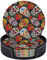 sous-Verres Amusants pour Boisson, sous-Verres Ronds Lot de 6 Tasses antidérapantes Sets de Table pour Femme, tête de Mort en Sucre doré et Roses