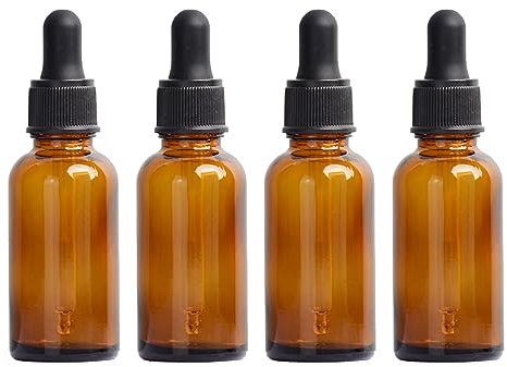 Pipettenflasche,Pipettenflasche Glas,4 x 10 ml Braun Pipettenflasche,Apothekerflasche Pipette,Pipettenflasche Braunglas,Glasflaschen für Ätherisches Öl,Mini Pipettenflasche,für Ätherische Öl,Parfümöle