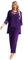 Alvivi Traje Elegante de Tres Piezas para Mujer Conjunto Pantalón de Fiesta Vestir y Blusa Gasa sin Mangas y Rebeca Cárdigan Frente Abierto S-5XL Morado 3XL