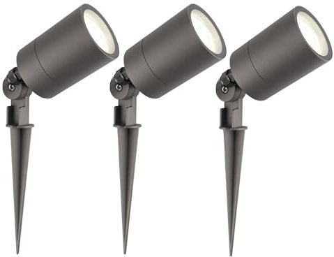 Ledvion - 3X LED Gartenstrahler, Anthrazit, IP65, 5W, 4000K, 2M Kabel, LED Spots, Gartenspots