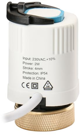 Wengart Attuatore termoelettrico AC230V WG_D06, filettatura M30 x 1.5 Normalmente Chiusa, funziona per riscaldamento a pavimento (confezione da 1)