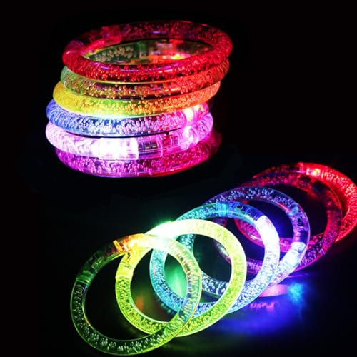 JZK 12 x LED-Armbänder-Set, leuchtet im Dunkeln, LED-Armbänder, blinkendes Spielzeug, Partyzubehör, Gastgeschenke für Jugendliche und Erwachsene für Geburtstag, Weihnachten und Silvester, festliche