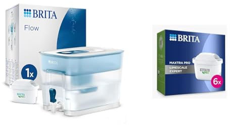 BRITA Flow XXL Water Filter Tank (8.2L) incl. 1x MAXTRA PRO All-in-1 cartridge & MAXTRA PRO Limescale Expert Water Filter Cartridge 6 Pack (NEW) - Original BRITA refill