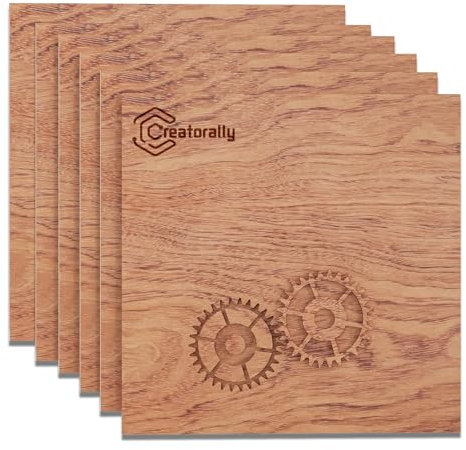 Creatorally Contrachapado 3mm, Maderas para Bricolaje para Láser 30x30 cm, Tablero Madera Contrachapada Palosanto 6 Piezas para Grabado Corte CNC Pintura