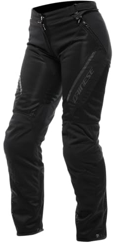 Dainese - Drake 2 Super Air Tex Pants Wmn, Belüftete Motorradhose, Stoff, für die Sommer-Saison, mit abnehmbaren Protektoren, Frau, Schwarz/Schwarz, 50