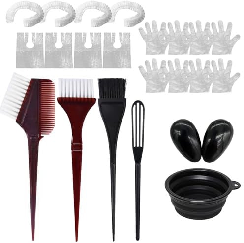 Vikrami lighting 22 Piece Hair Dye Brush Kit, Hair Dye Bowl and Brush Kit, Tint Brush Earmuffs, Mixing Spoon, Gloves and Disposable Shawl,Shower Cap,Hair Dye Bowl Your DIY Salon Hair Coloring Kit